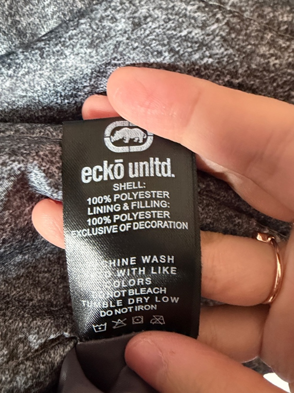 Ecko Unlimited Grey Hooded Puffer Vest with White Sleeves - Picture 5 of 5